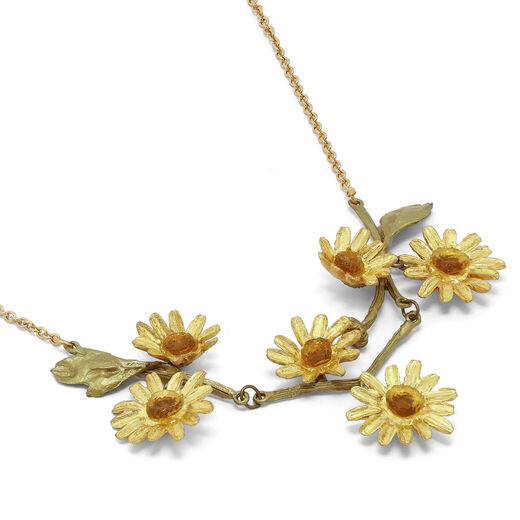 Yellow daisy statement necklace by Michael Michaud
